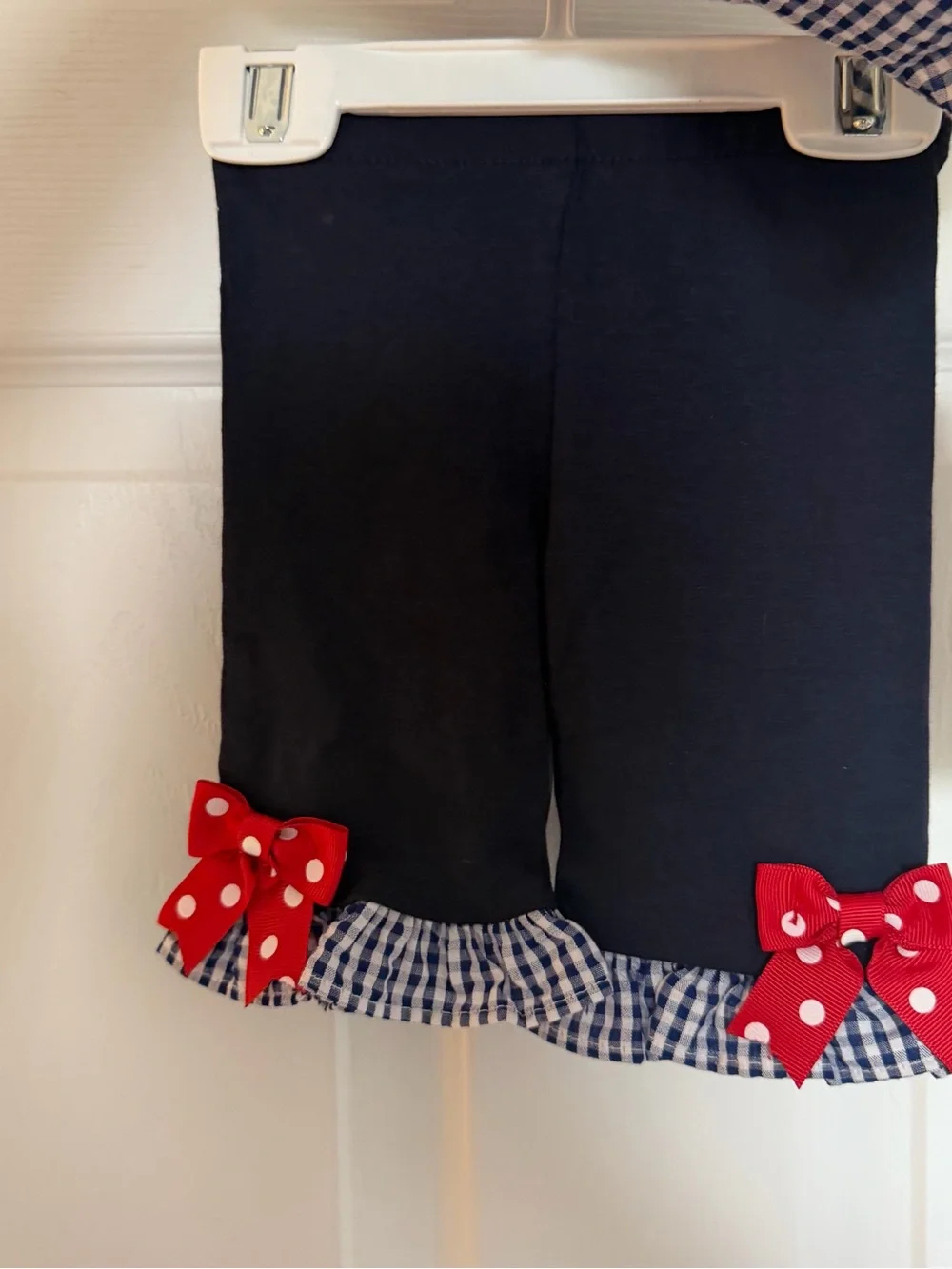 Rare Editions Navy Gingham Tank and Leggings with Red Ladybugs and White Daisy